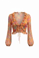 Bluzka Bik Bok – asymetryczna, floral, crop top, Y2K – rozmiar S (36)