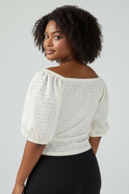 Bluzka ażurowa H&M biała/ecru M (38)