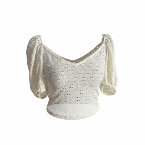 Bluzka ażurowa H&M biała/ecru M (38)