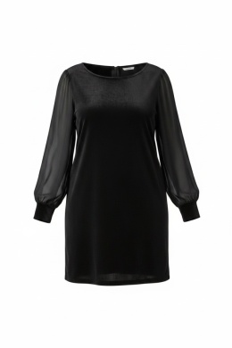 Czarna welurowa sukienka New Look z szyfonowymi rękawami – 46 (3XL) – nowa