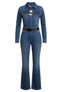Kombinezon Amisu – denim, długi rękaw, pasek – rozmiar 36 (S)