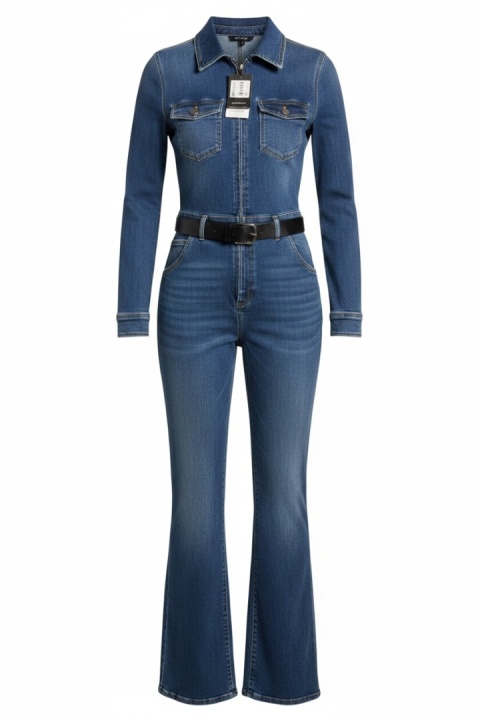 Kombinezon Amisu – denim, długi rękaw, pasek – rozmiar 36 (S)