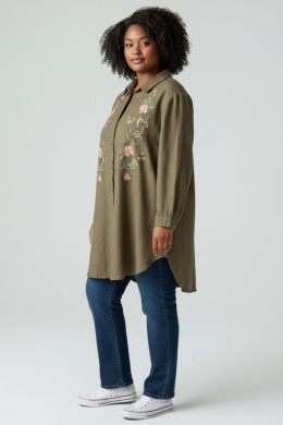 Koszula/tunika haftowana George khaki 48 (4XL)