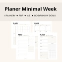 Planery Minimal Week – dzienny, tygodniowy, miesięczny i roczny (PDF)