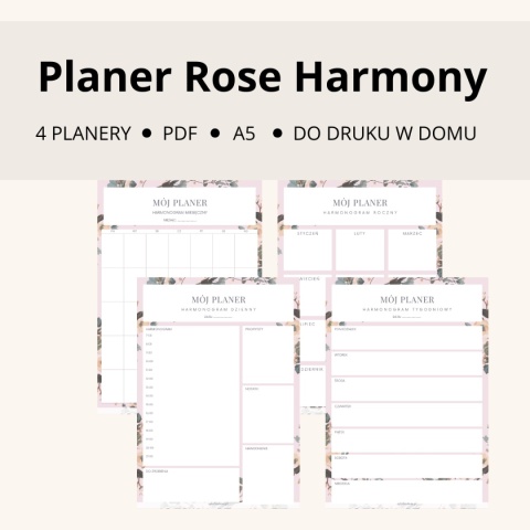 Planery Rose Harmony – dzienny, tygodniowy, miesięczny i roczny (PDF)