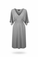 Sukienka Atmosphere – jasny szary melanż, kimonowe rękawy, v‑neck – rozmiar 40 (L)