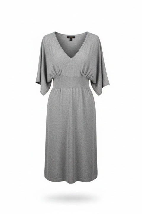 Sukienka Atmosphere – jasny szary melanż, kimonowe rękawy, v‑neck – rozmiar 40 (L)