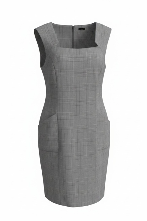 Sukienka w kratkę Evie szara 44 (XL)
