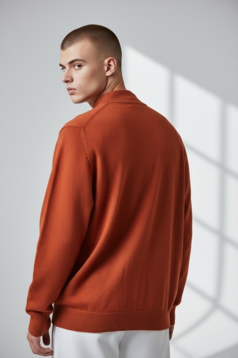 Sweter męski Monte Carlo ceglasty półgolf 56 (XL)