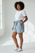 Szorty H&M tencel (lyocell) jasny denim 38 (paperbag, wysoki stan)