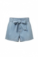 Szorty H&M tencel (lyocell) jasny denim 38 (paperbag, wysoki stan)