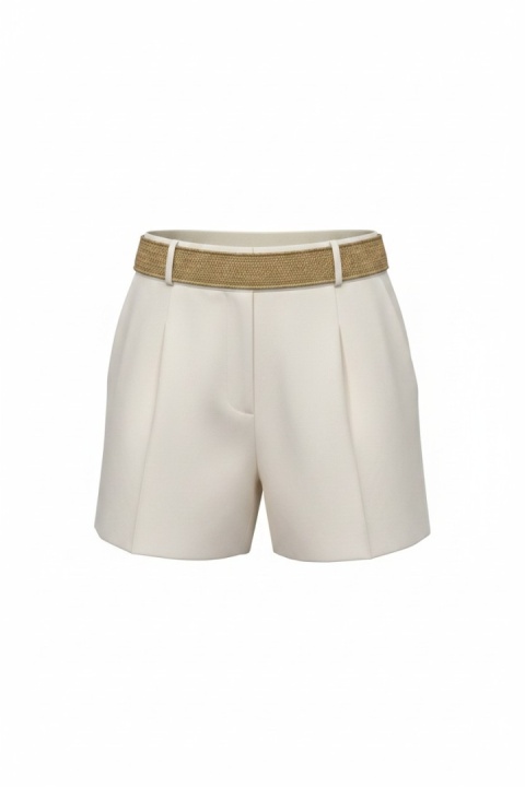 Szorty eleganckie Miss Selfridge ecru z paskiem 40 (L)