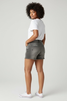 Szorty jeansowe Stradivarius – grafitowe, distressed, frędzle – rozmiar 34 (XS)