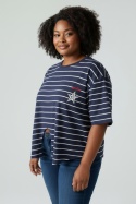 T-shirt Terranova – marynarski, granatowy w paski – XL (42)