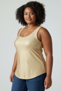 Top sportowy Toned – złoty, cross‑back, wbudowany biustonosz – rozmiar M (38)