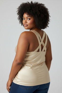 Top sportowy Toned – złoty, cross‑back, wbudowany biustonosz – rozmiar M (38)