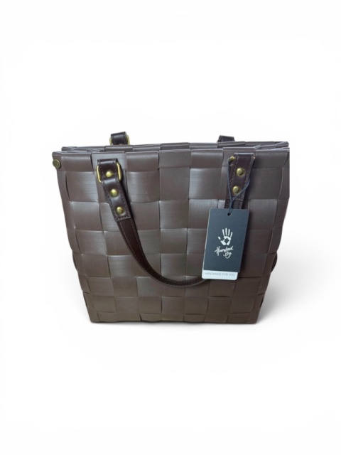 Torba Handed By – model Charlotte, ręcznie pleciona, premium, expresso brown – NOWA