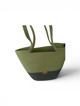 Torba koszyk handmade jasnozielona ze sznurka bawełnianego
