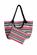 Torba plażowa + kosmetyczka — RÓŻ / BIEL / GRANAT